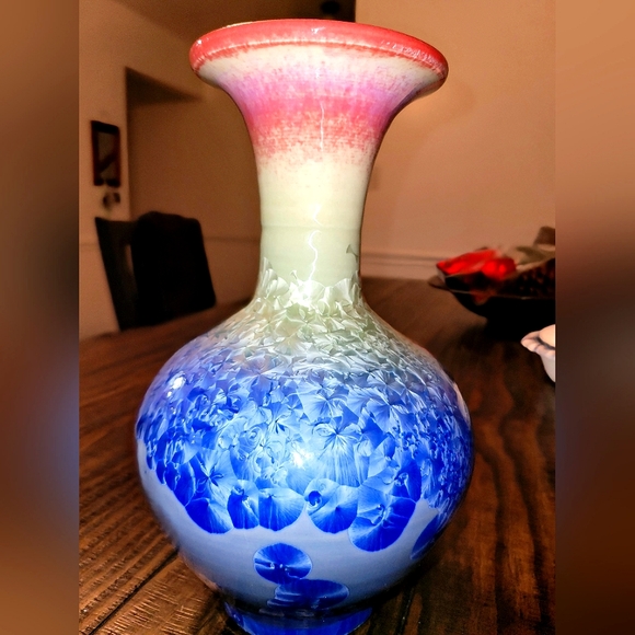 8.5 " Chinese Porcelain Vase Crystalline Glazed Gradient Color Pattern - Picture 2 of 5